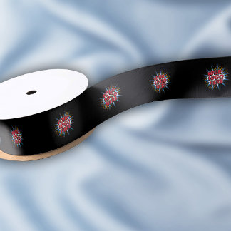 Custom Logo Pattern Black Promotional 1.5" Satin Ribbon