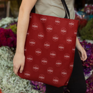 Custom Logo Pattern Burgundy Promotional Tote Bag