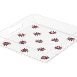 Custom Logo Pattern Drink or Food Serving Acrylic Tray