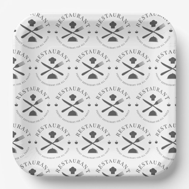  Custom Logo Pattern Food Trucks Street Vendors  Paper Plates (Front)