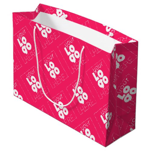 Custom Logo Pattern Hot Pink XL Paper Shopping Bag