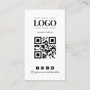 Custom Logo Pattern & Instagram Facebook QR Code Business Card