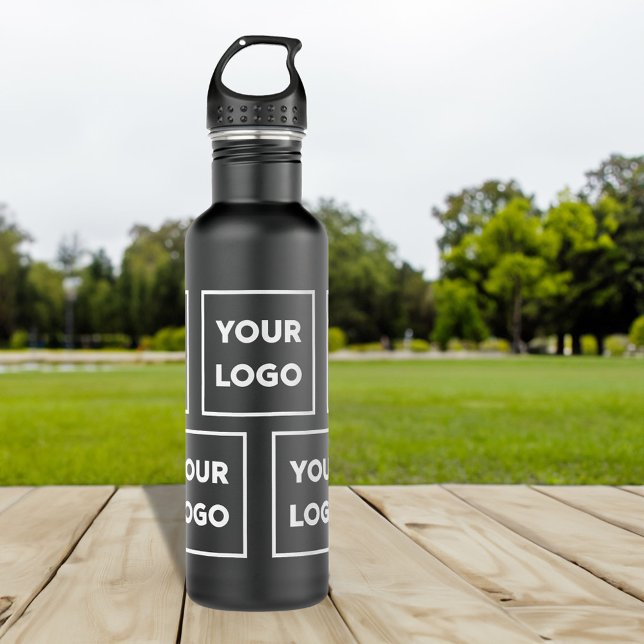 Custom Logo Pattern on Black Stainless Steel Water Bottle (Custom Logo Pattern on Black Stainless Steel Water Bottle, in situ)
