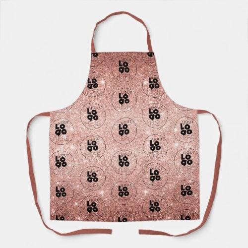 Custom Logo Pattern  Rose Gold Pink Glitter Staff Apron