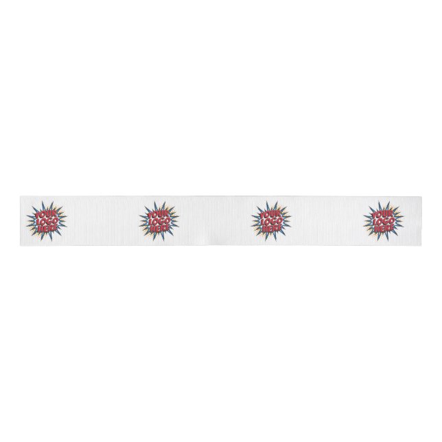 Custom Logo Pattern White Promotional 3" Grosgrain Ribbon (Front)