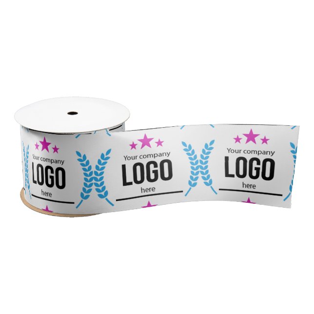  Custom Logo Patterned White Ribbon (Spool)