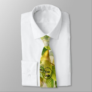 Custom logo pears and leaves pattern neck tie