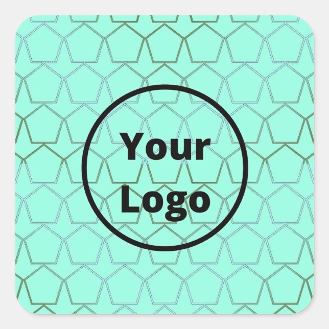 Custom logo pentagons on blue square sticker (Front)