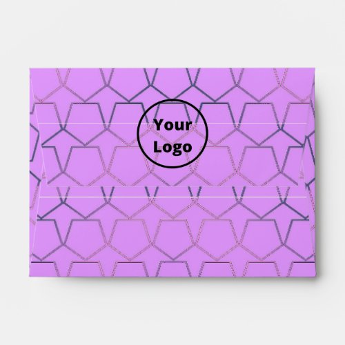 Custom logo pentagons on purple envelope
