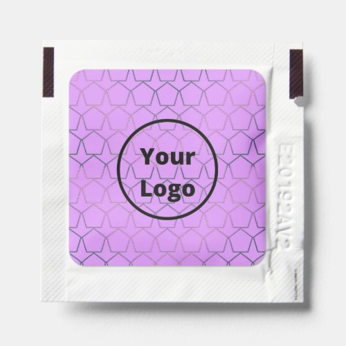 Custom logo pentagons on purple hand sanitizer packet