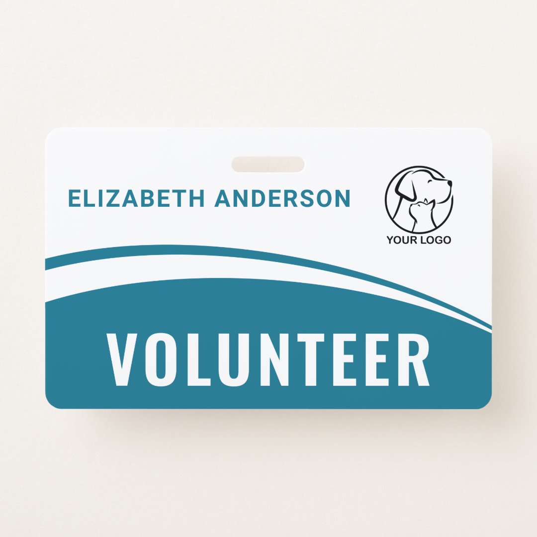 Custom Logo Personalized Name Volunteer ID Badge | Zazzle