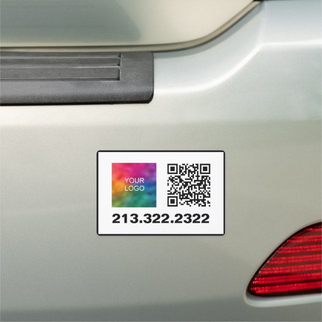 Custom Logo Phone Number QR Code Template Simple Car Magnet (In Situ)