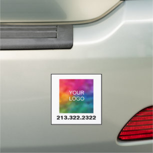 Custom Logo Phone Number Template Square Medium Car Magnet