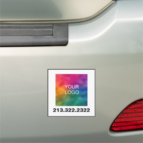 Custom Logo Phone Number Template Square Medium Car Magnet