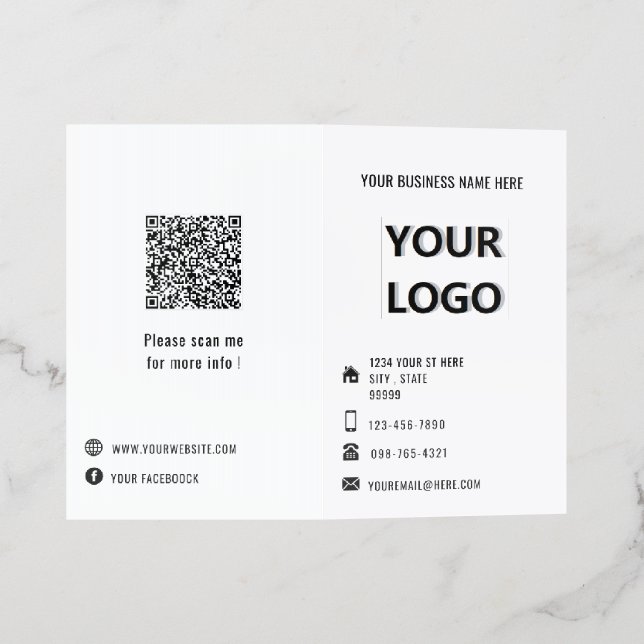 Custom Logo , Photo and QR Code Business Brochures (Outside)