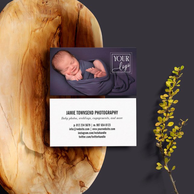 Custom Logo & Photo Baby Photographer Business Card (Creator Uploaded)