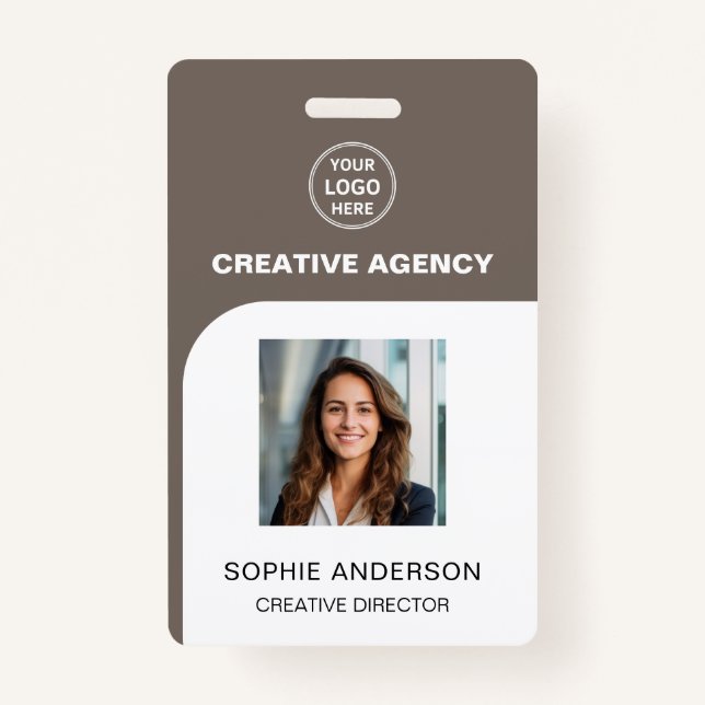 Custom Logo Photo Bar Code Employee Staff Name Badge (Front)