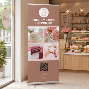 Custom Logo Photo Collage QR Bakery Business Retractable Banner