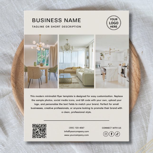 Custom Logo Photo Modern Neutral Business Flyer (Custom Logo Photo Modern Neutral Business Flyer)
