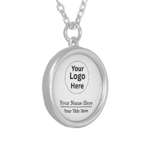 Custom Logo Photo Name Simple Minimal Silver Plated Necklace