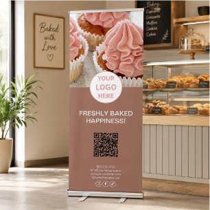 Custom Logo Photo QR Code Bakery Business Retractable Banner