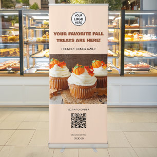Custom Logo Photo QR Code Bakery Business Retractable Banner