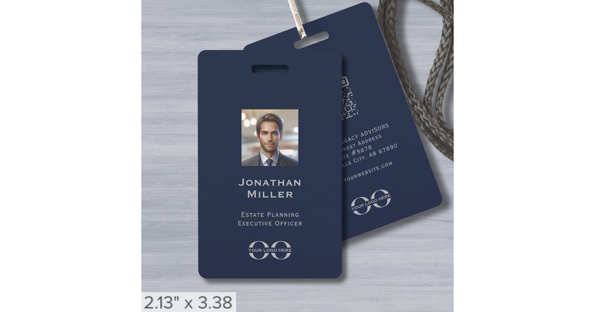 Code Role Id Badges Custom Logo Photo QR Code Employee ID Badge | Zazzle