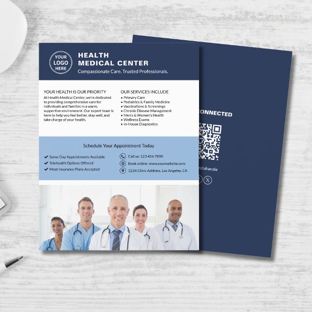 Custom Logo Photo QR Healthcare Clinic Doctor Flyer (Custom Logo Photo QR Healthcare Clinic Doctor Flyer)