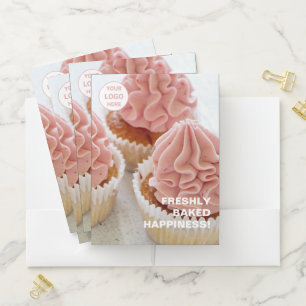 Custom Logo Photo QR Pink Bakery Pocket Folder