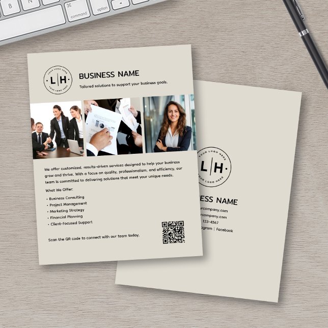 Custom Logo Photo QR Professional Business Flyer (Creator Uploaded)