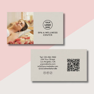 Custom Logo Photo QR Spa Wellness Center Business Card