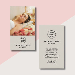 Custom Logo Photo Social Media Spa Wellness Center Business Card