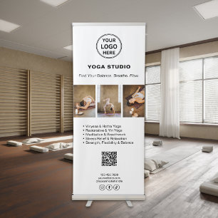 Custom Logo Photo White Yoga Instructor Business Retractable Banner
