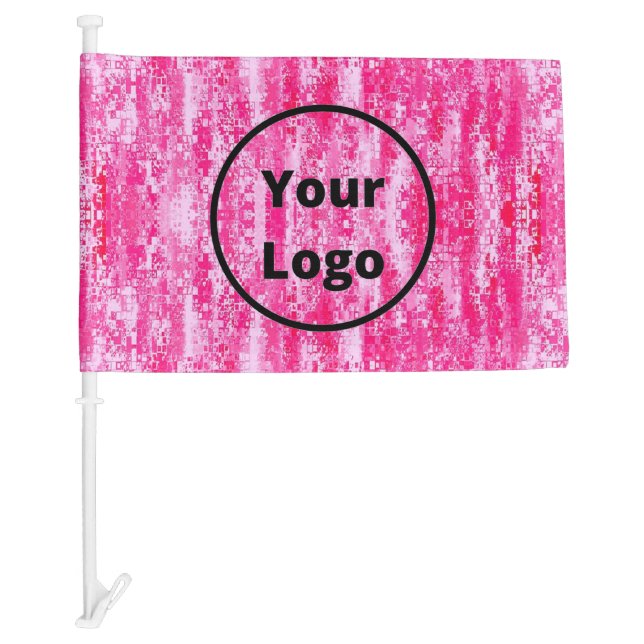 Custom logo pink and white pixel car flag (Front)