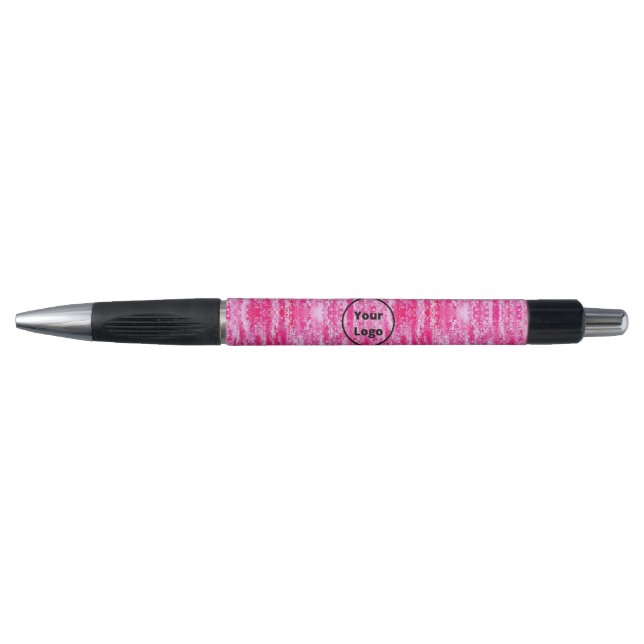 Custom logo pink and white pixel pen (Front)