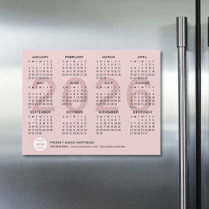 Custom Logo Pink Business 2026 Magnetic Calendar