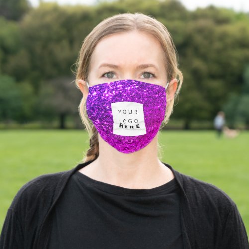 Custom Logo Pink Glitter Effect Corporate Covid_19 Adult Cloth Face Mask
