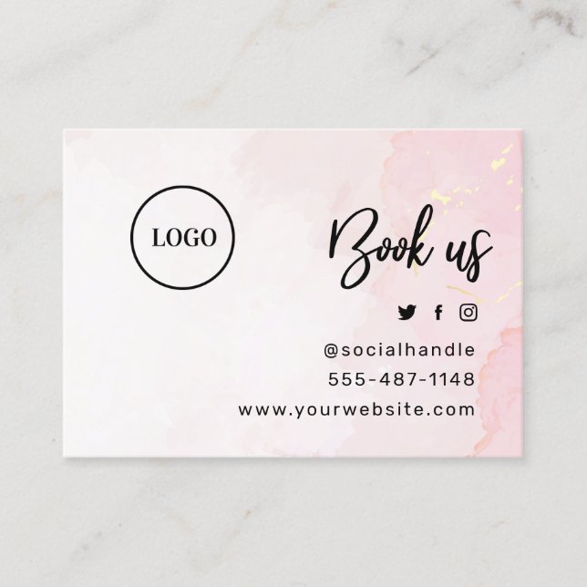 Custom Logo Pink Gold Filler Aftercare Card (Front)