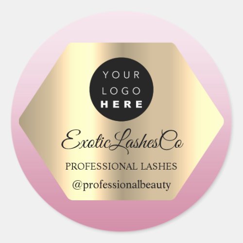 Custom Logo Pink Gold Name Instagra Social Modern Classic Round Sticker