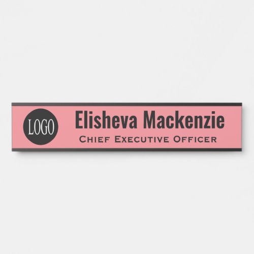 Custom Logo Pink Office Door Name Plate Sign 