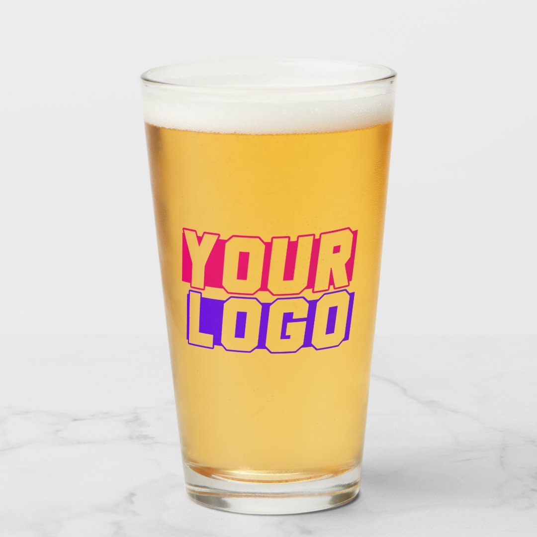 Custom Logo Pint Glass with Your Logo | Zazzle