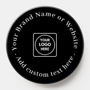 Custom Logo PopSocket   Modern Black Business 