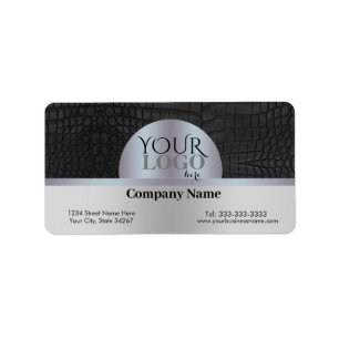 Custom Logo Printed Faux Black Crocodile Texture Label