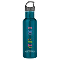 Custom Logo Printed Teal Blue 24 Ounce Stainless Steel Water Bottle