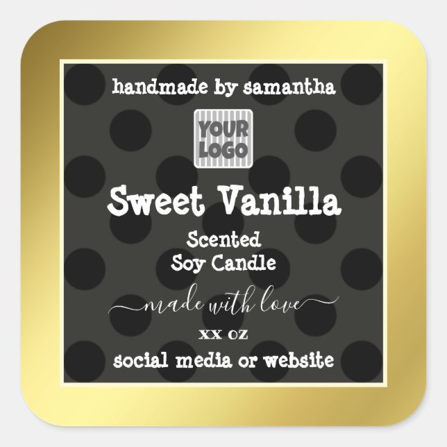 Custom Logo Product Packaging Labels Gold Black (Front)