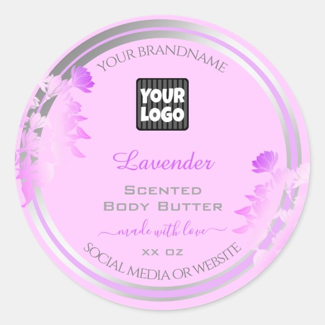 Custom Logo Product Packaging Labels Purple Silver (Front)