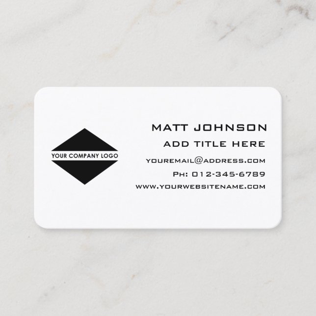Custom Logo Professional Black White Business Card (Front)