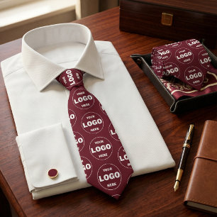 Custom Logo - Professional Branded Burgundy Wine Neck Tie