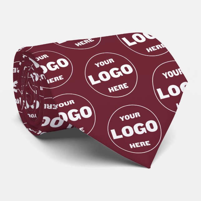 Custom Logo - Professional Branded Burgundy Wine Neck Tie (Rolled)