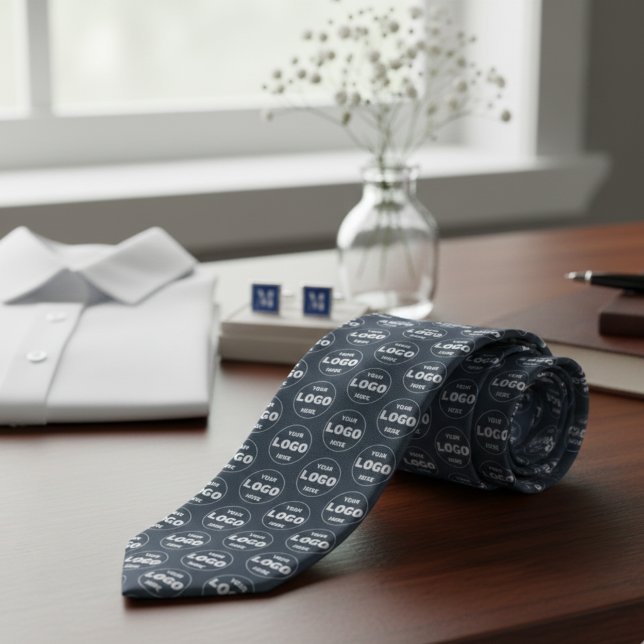Custom Logo - Professional Branded Charcoal Gray Neck Tie (Custom Logo - Professional Branded Charcoal Gray Neck Tie)